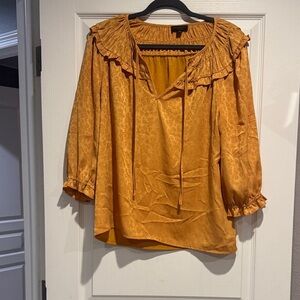 Current Air Golden Ruffle Blouse